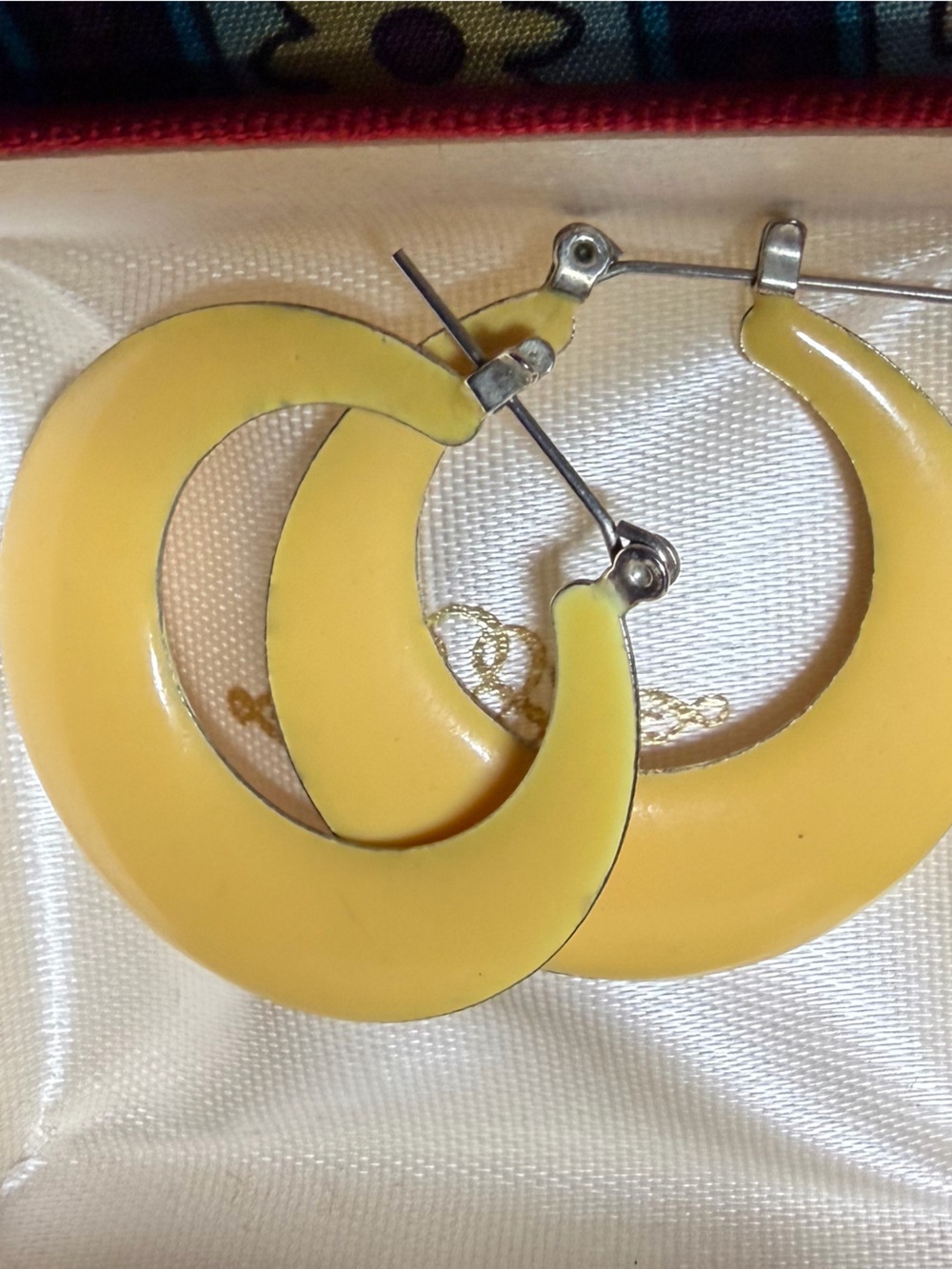 Yellow Enamel Hoop Earrings for Women - Lightweight Crescent Hoops
